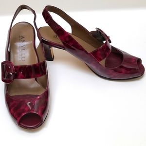 Anyi Lu Fuschia Animal Print Peep-toe Heels